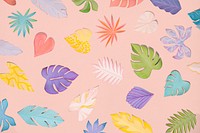 Summer paper craft leaf pattern background