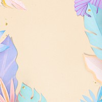 Paper craft leaf border psd in pastel yellow tone