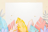 Leaf frame psd with pastel monstera paper craft