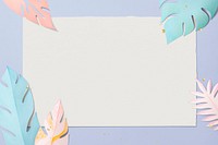 Pastel monstera leaf frame psd in paper craft style