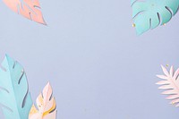 Pastel monstera leaf border psd in paper craft style