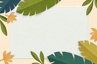 Green leaf frame psd mockup in paper craft style