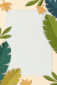 Green leaf frame in paper craft style