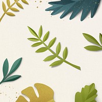 Paper craft leaf pattern psd in spring tone