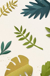 Spring leaf pattern background paper craft style