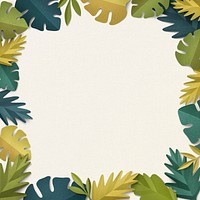 Green leaf frame psd mockup in paper craft style