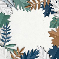 Winter leaf frame psd mockup in paper craft style