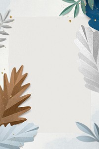 Winter leaf frame psd mockup in paper craft style