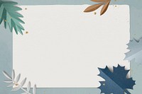 Winter leaf frame psd mockup in paper craft style