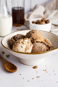 Mixed vanilla and chocolate ice cream flavor food photography