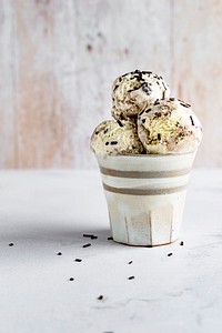 Chocolate chip ice cream flavor food photography