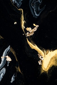 Black and gold liquid marble background DIY elegant flowing texture experimental art