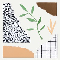 Earth tone paper craft psd element set