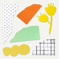 Colorful paper craft psd element set