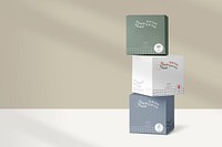 Product box mockup, business packaging stacked psd