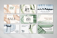 Comb painting shopping template vector abstract marketing banner set