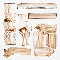 Earth tone comb painted shapes psd striped abstract handmade shape experimental art set