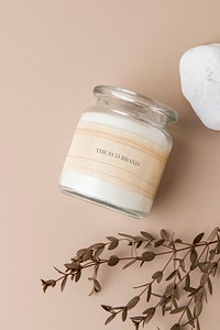 Scented candle jar mockup psd minimal aroma therapeutic product