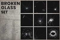 Broken glass effect vector set