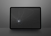 Broken tablet screen mockup psd with cracked glass