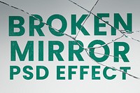 Broken mirror PSD effect mockup on gray textured background