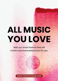 Music streaming colorful template psd in chromatography art ad poster