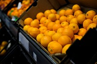 Orange in a produce section of the supermarket