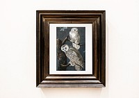 Painting of owls in a wooden frame