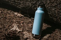 Water bottle in the forest