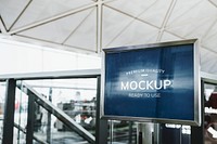 Blue mockup board in the airport