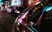 Car in a city at night