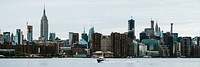 Ferry boat on the East River with a view of Manhattan, USA