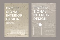 Minimal textured poster template vector for interior company dual set