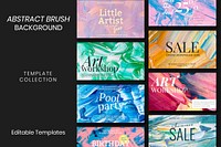 Acrylic paint textured template vector colorful aesthetic creative art banner set