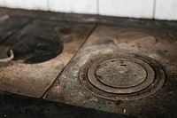 Rustic cast iron wood burning stove