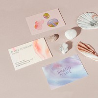 Feminine business cards mockup psd handmade experimental art