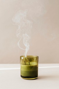 Smoke from a blown-out glass candle mockup