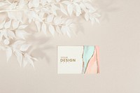 Business card decorated with branches mockup