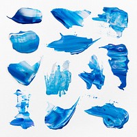Blue paint smudge textured psd brush stroke creative art graphic set