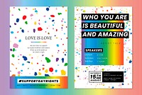 LGBTQ pride month template psd set with wax melted crayon art