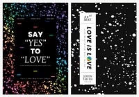 LGBTQ pride month template psd set with wax melted crayon art