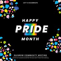 Happy pride month template vector with wax melted crayon art