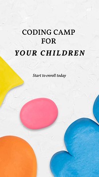 Kids camp education template vector plasticine clay patterned ad banner