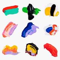 Paint smear texture vector set, abstract art in acrylic paint