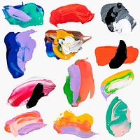 Smear paint vector set, textured mixed colors