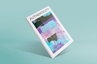 Magazine mockup psd, book branding with abstract art