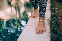 Bohemian woman with bare feet aesthetic, free public domain CC0 photo.