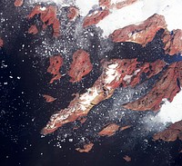 Image showing the west coast of Greenland, one of Earth&#39;s premiere incubators for icebergs. Original from NASA. Digitally enhanced by rawpixel.