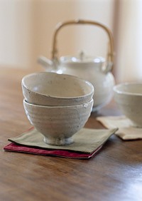 Free porcelain Asian tea set photo, public domain beverage CC0 image.