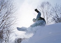 Free snowboarder in deep powder snow photo, public domain sport CC0 image.